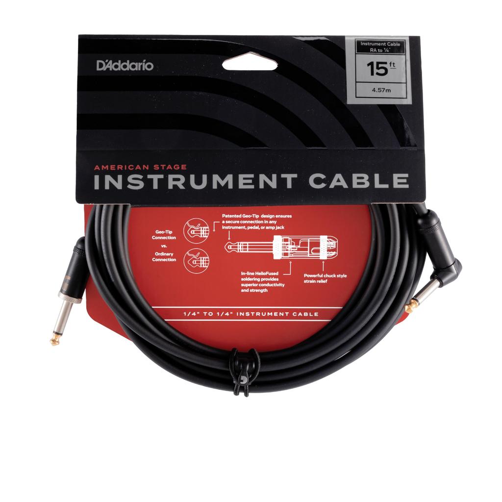 D'Addario American Stage Instrument Cable PW-AMSGRA-15 (4.6m S-L) - Shielded Guitar Cable
