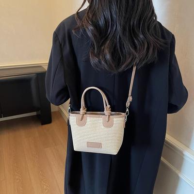 Summer Vacation Beach Wind Straw Bag Portable Messenger Bag New Rope Knot Vegetable Basket Bag Woven Bag