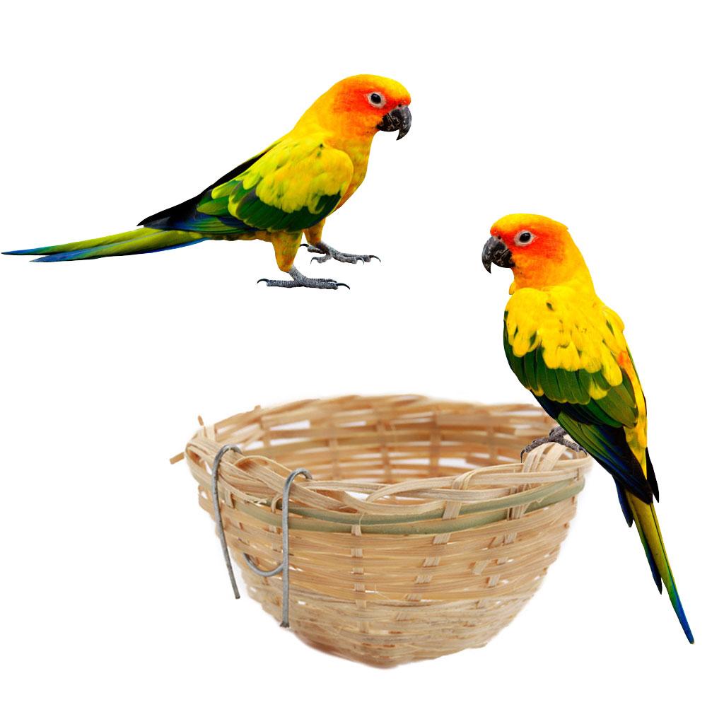 Hanging Bird Nest Bamboo Bird Hut Outdoor Natural Fiber Birdhouse Small Canaries Nest Wren Nest Chickadee House