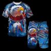 Nuovo set estivo da uomo T-shirt e pantaloncini Aquila Bandiera USA Set 3D Set due pezzi Tempo libero Moda Manica corta Set completo di abbigliamento