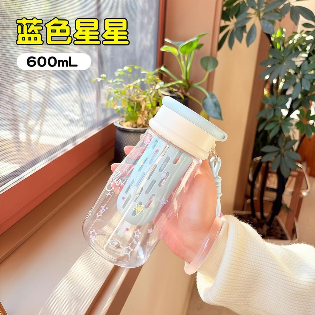 Water bottle summer high value plastic cup large capacity girl cute portable double drinking straw water cup student outdoor accompanying cup