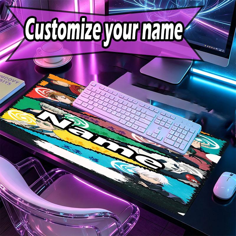 Custom Name Personalized Jujutsu Kaisen Pattern Mousepad, Laptop PC Desk Mat, Decorative Desk Mat for Home Keyboard Pad Gift