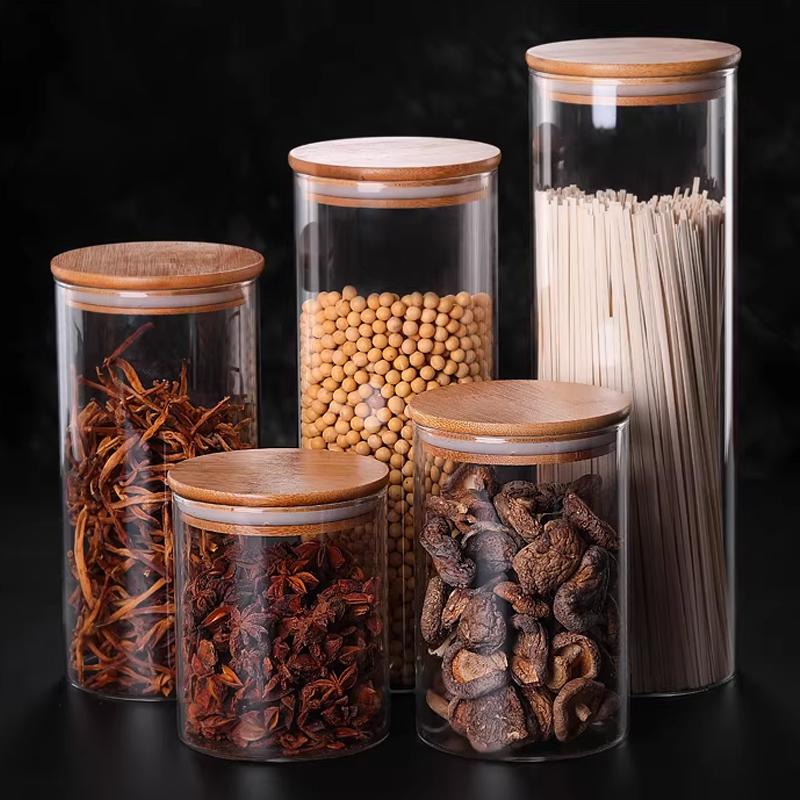 Sealed Food Storage Box Pots Glass Jar Coffee Jars With Lid Transparent Cereal Candy Dried Jars Fridge Storage Tank Containers