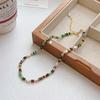 Natural Stone Necklace for Women. Colorful Glass Bead Sweater Style. Light Luxury, Niche, Versatile and High-end Collar Chain.