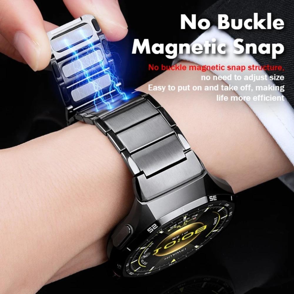 Seamless Stainless Steel Strap  Huawei Watch 4 Pro Luxury Business Strap  Quick-release Interface Chain-type Magnetic Adhesive Strap
