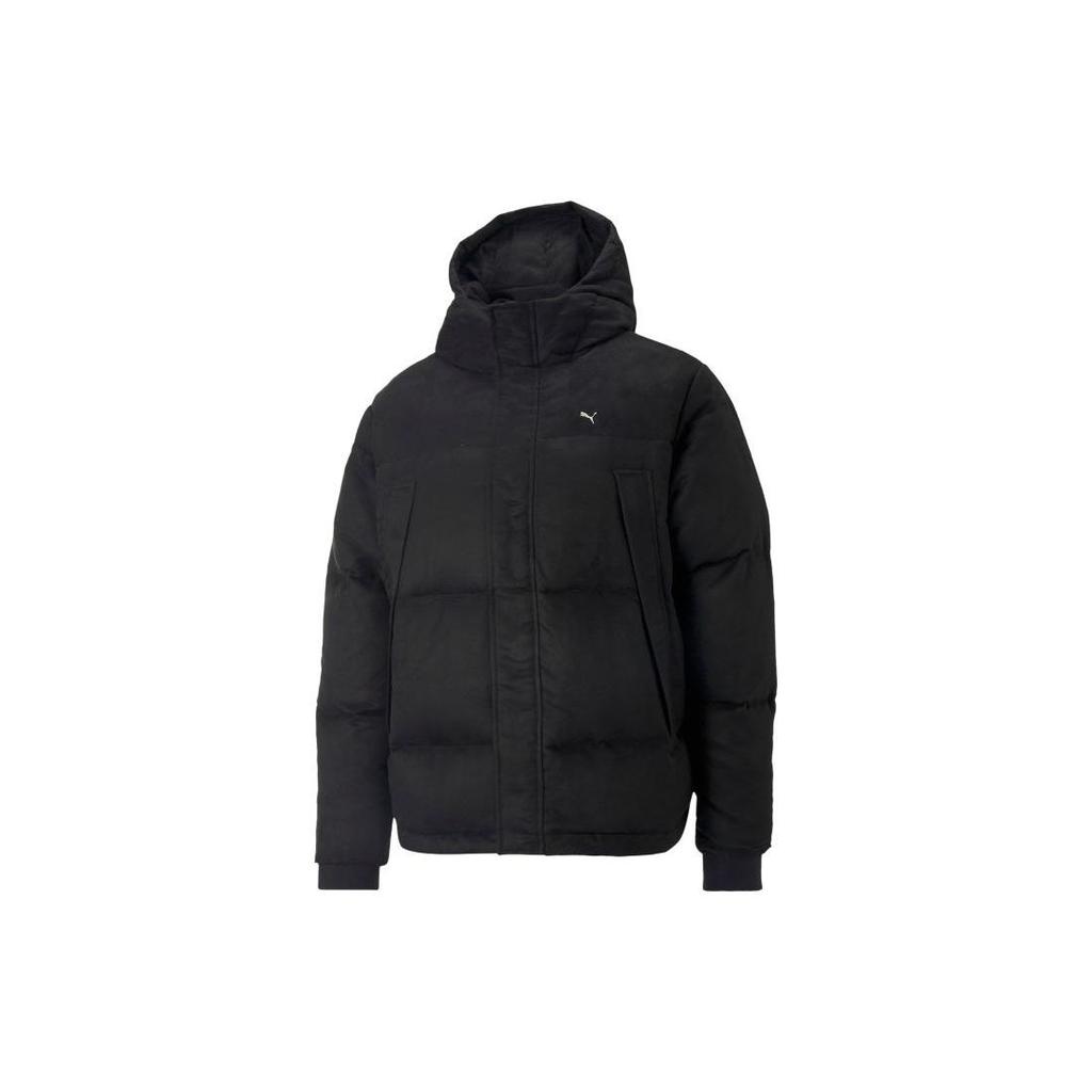 PUMA MMQ Series Logo Print Quilted Down Jacket with Concealed Zipper Unisex Jackets Black 535786-01