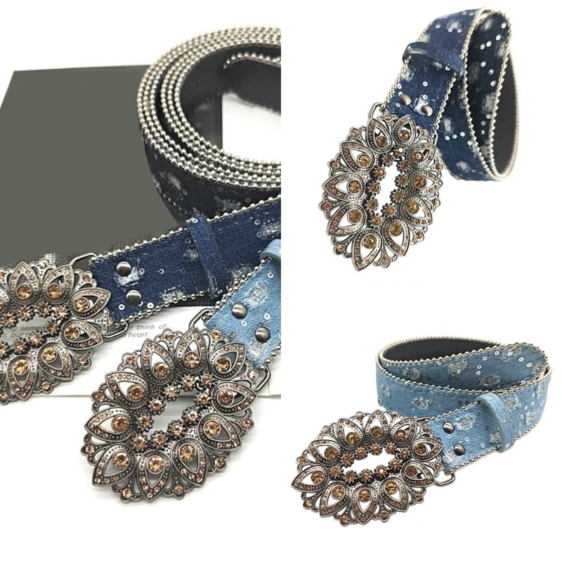 Beaded Trim Fabric Waist Belt Adult Fashion Rhinestones Buckle Waistband Dress Belt 2000s Girl Pants Belt Waist Decors