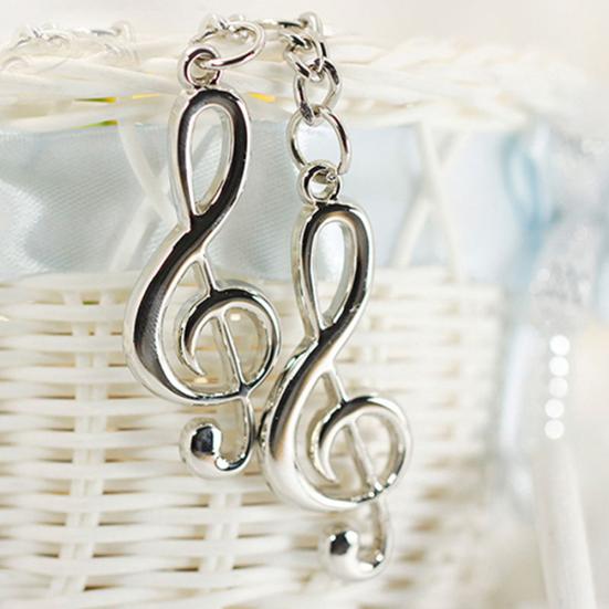 Fashion Unisex Alloy Music Note Pendant Keychain Keyring Key Ring Fob Decor
