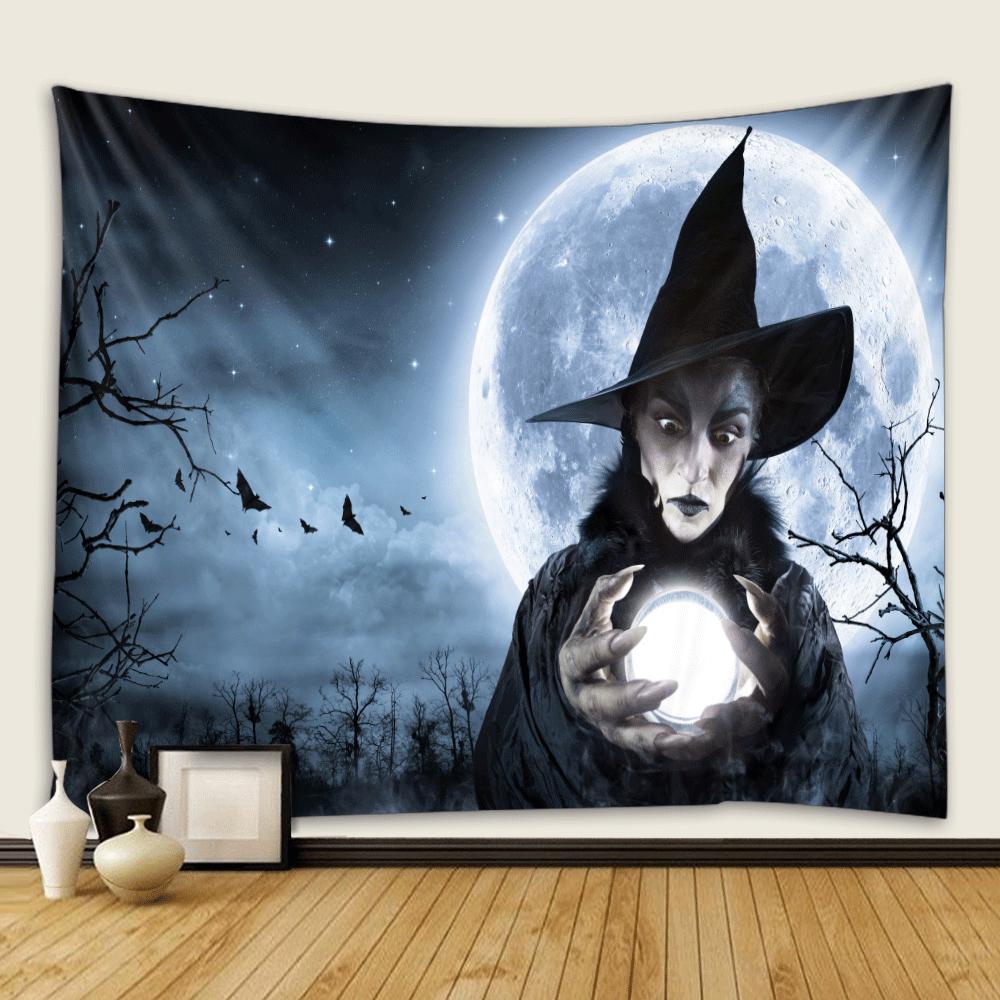 Bedroom Living Room Decor Garden Poster Decor Beach Blanket Funny Tapestry Halloween Horror Witch Skull Ghost Wall Hanging