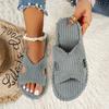 Eleganti Pantofole a Righe da Donna - Tessuto Morbido e Confortevole con Suola in Gomma per Tutte le Stagioni