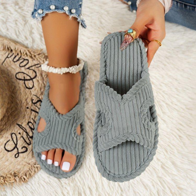 Eleganti Pantofole a Righe da Donna - Tessuto Morbido e Confortevole con Suola in Gomma per Tutte le Stagioni