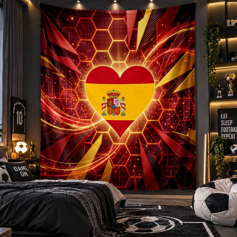 Wall Hanging Tapestry Spain Football Print Cloth for Living Room Bedroom Home Decor