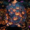 Men's Long Sleeve Hoodie Sun Shirt with Halloween Print