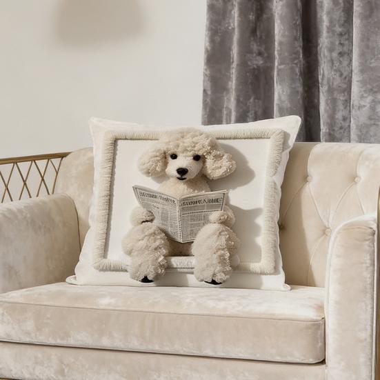 2D Animal Cushion Cover Imitation Embroidery Alpaca Pattern Pillow Case Dog Highland Cow Throw