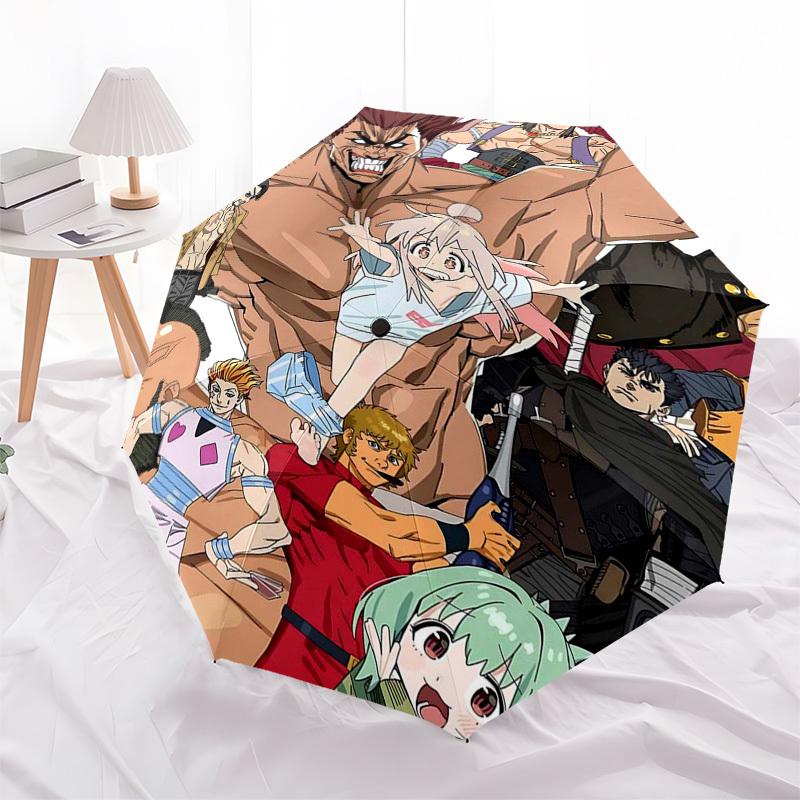 1pc Outdoor Umbrella with JoJo's Bizarre Adventure Print - Automatic Opening/Closing, Portable 3-Fold Design, 8-Rib Iron Frame - Perfect Gift for