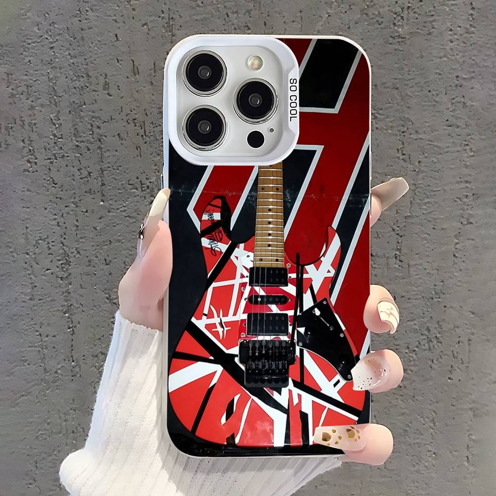 E-Eddie Van H-Halen Phone Case For iPhone 17,16,15,14,13,12,11,Pro,XS,Max,Plus,Mini,SE White Candy Matte Shockproof Cover