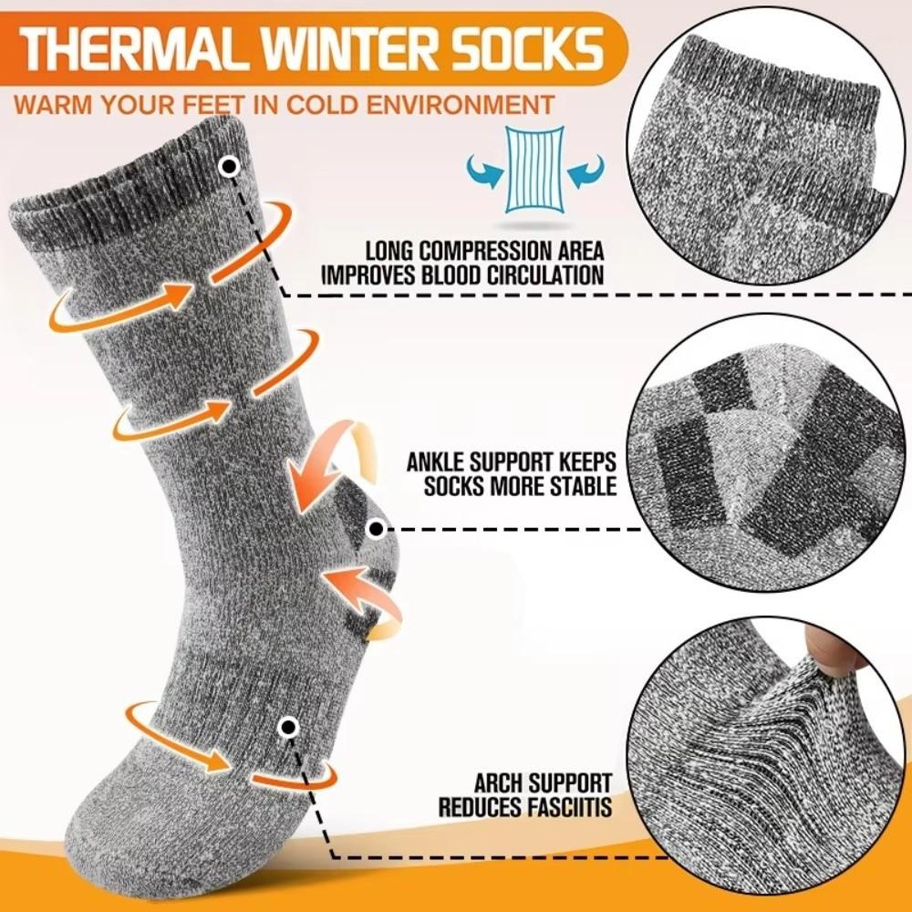 Soft Super Thick Men Socks Keep Warm Middle Tube Winter Socks Fleece Lined Skiing Sports Socks Winter