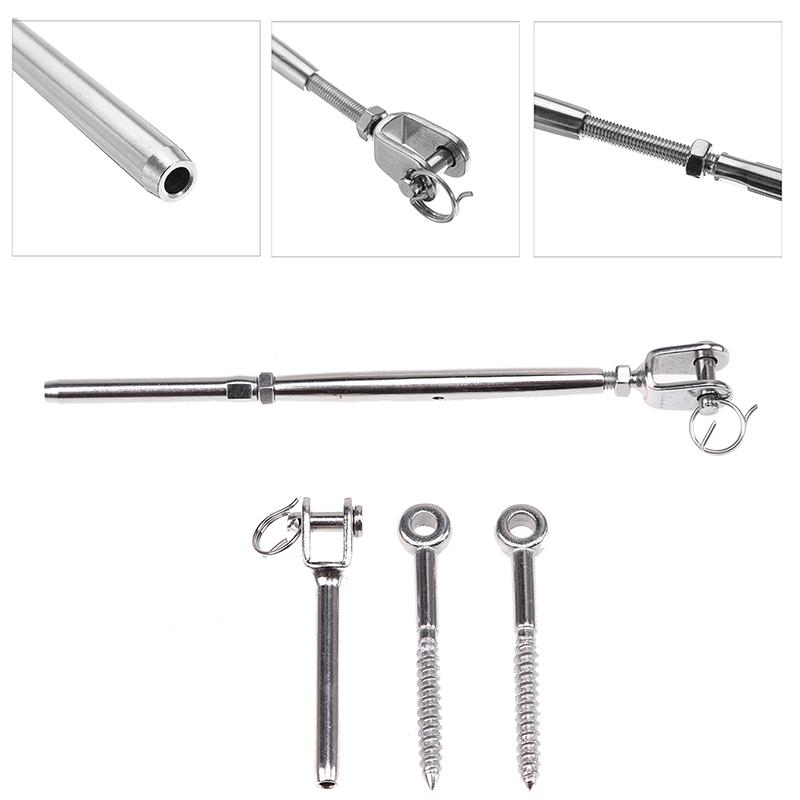 220 Pack Heavy Duty 304 Stainless Steel Cable Railing Kits for Wood Posts DIY Balustrade Kit with Jaw Swage Fork Turnbuckle