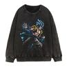 Vintage Washed Dragon Ball Anime Hoodie-Free Crewneck Sweatshirt Teens Men Streetwear Casual Long Sleeve Cotton