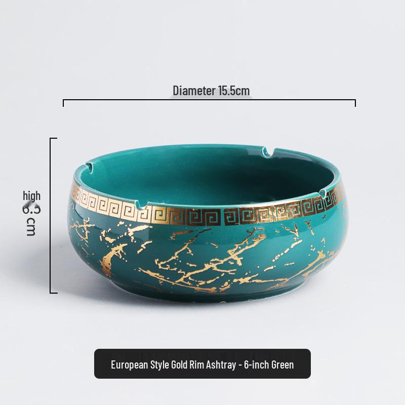 Luxury Gold-Plated Ceramic Ashtray for Home or Office