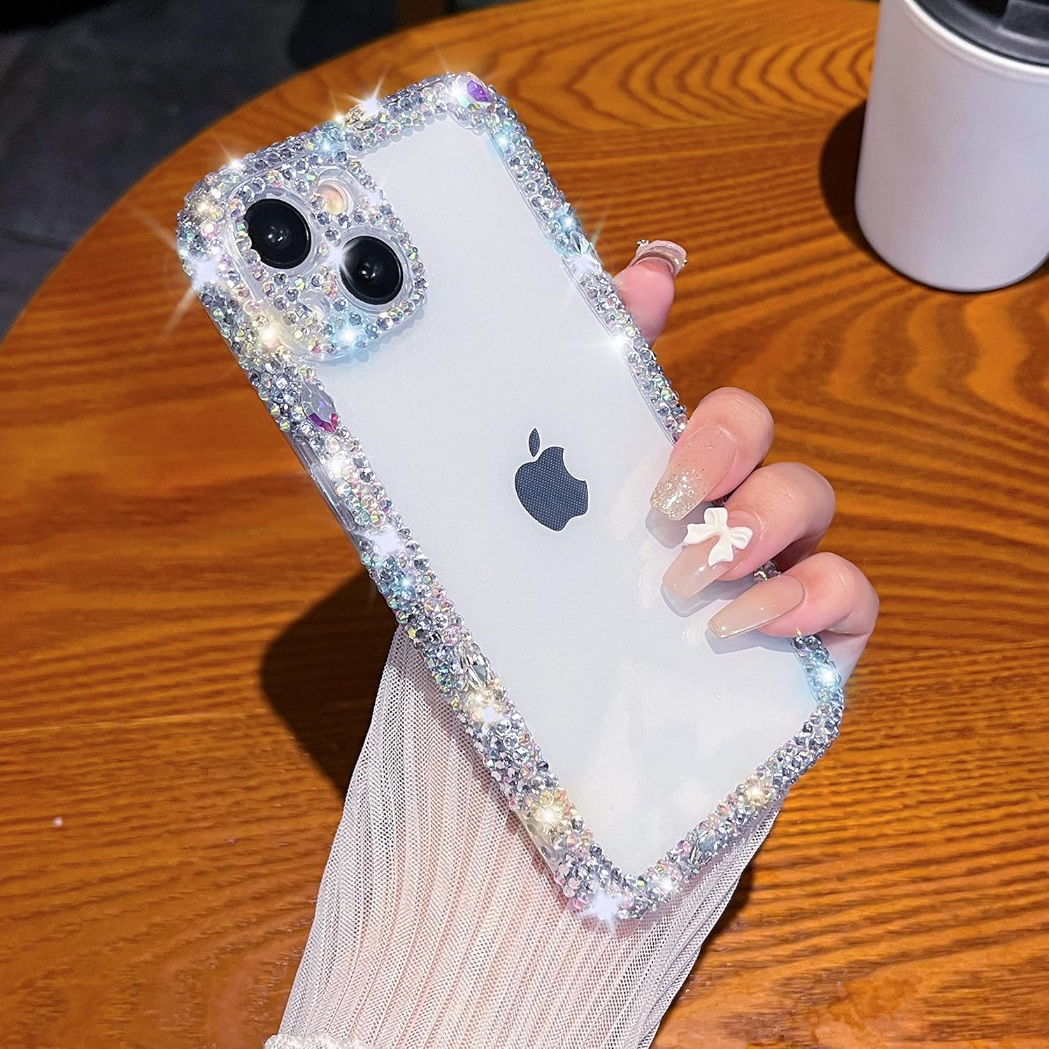 

Caseative for iPhone 12 Case, Glitter Bling Sparkling Diamond Crystal Soft Compatible with iPhone Case for Women Girls (White,iPhone 12)