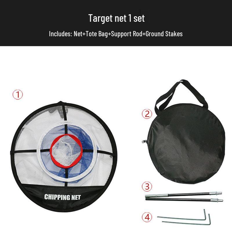 Three-Layer Golf Swing Training Net with Practice Target and Compact Hitting Mat