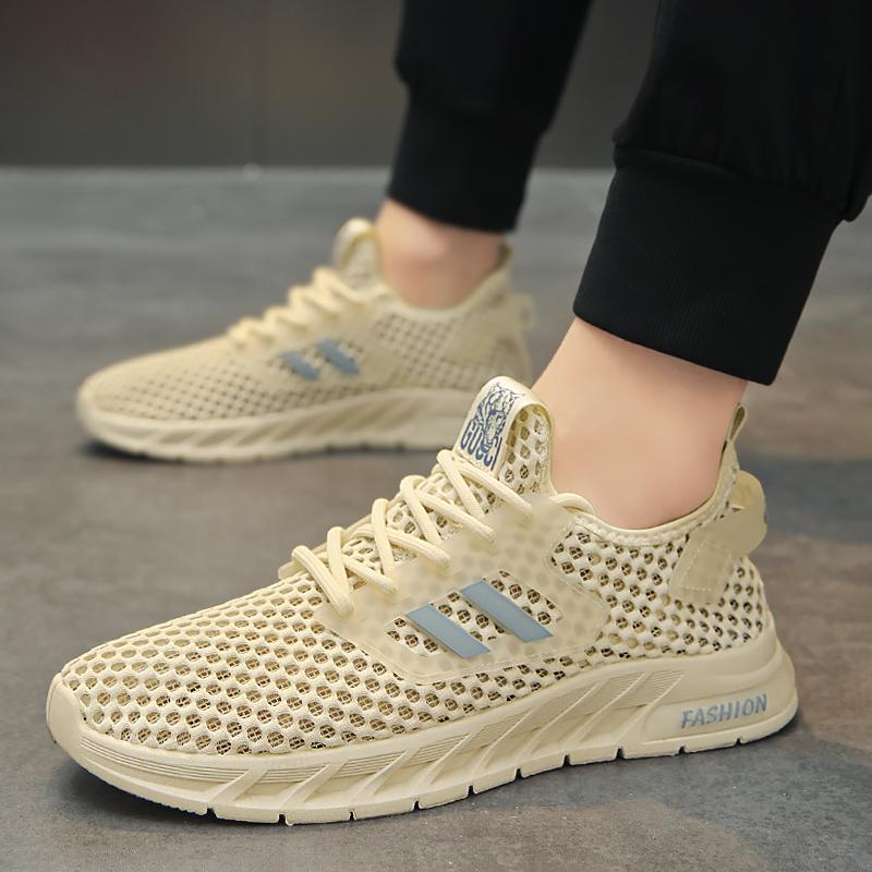 Super Light Spring/summer Color Cutout Mesh Surface Breathable Soft Bottom Men's Large Size Leisure Outdoor Running Shoes