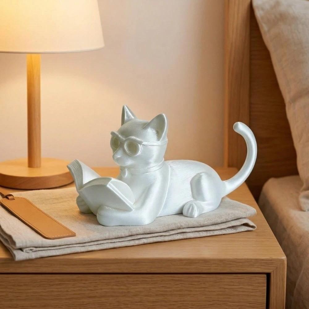 Cute Reading Cat Ornament Creative Cat Statues Crafts Desktop Cat Decorations Home Decoration