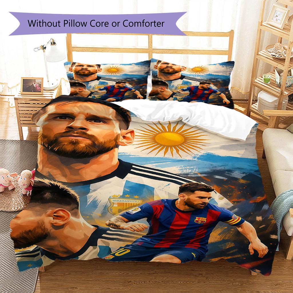Argentina National Football Team Pattern Bedding,Quilt Set Quilt Cover Pillowcase Home Birthday Gift(1 * duvet cover + 2 * pillowcase, without core)