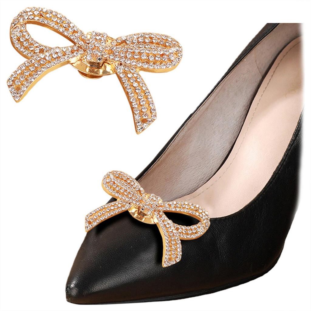 Sparkling Shoe Decoration Trendy Bowknot Shoe Accessory Versatile Shoe Clip Fashionable Crystal Shoe Buckles Charm