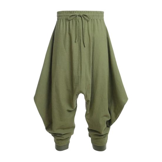 Чоловічі штани-шаровари Повсякденні з куліскою Широкі Бавовняні Вільного крою з низькою посадкою для хіпі Вуличний стиль Пляжні