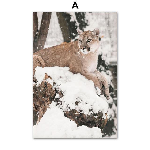 

Зимний пейзаж картина холст настенная живопись лось животное дерево сосновый лес плакат и принт для современного дома Декор в гостиную 21cm×30cm NoFrame