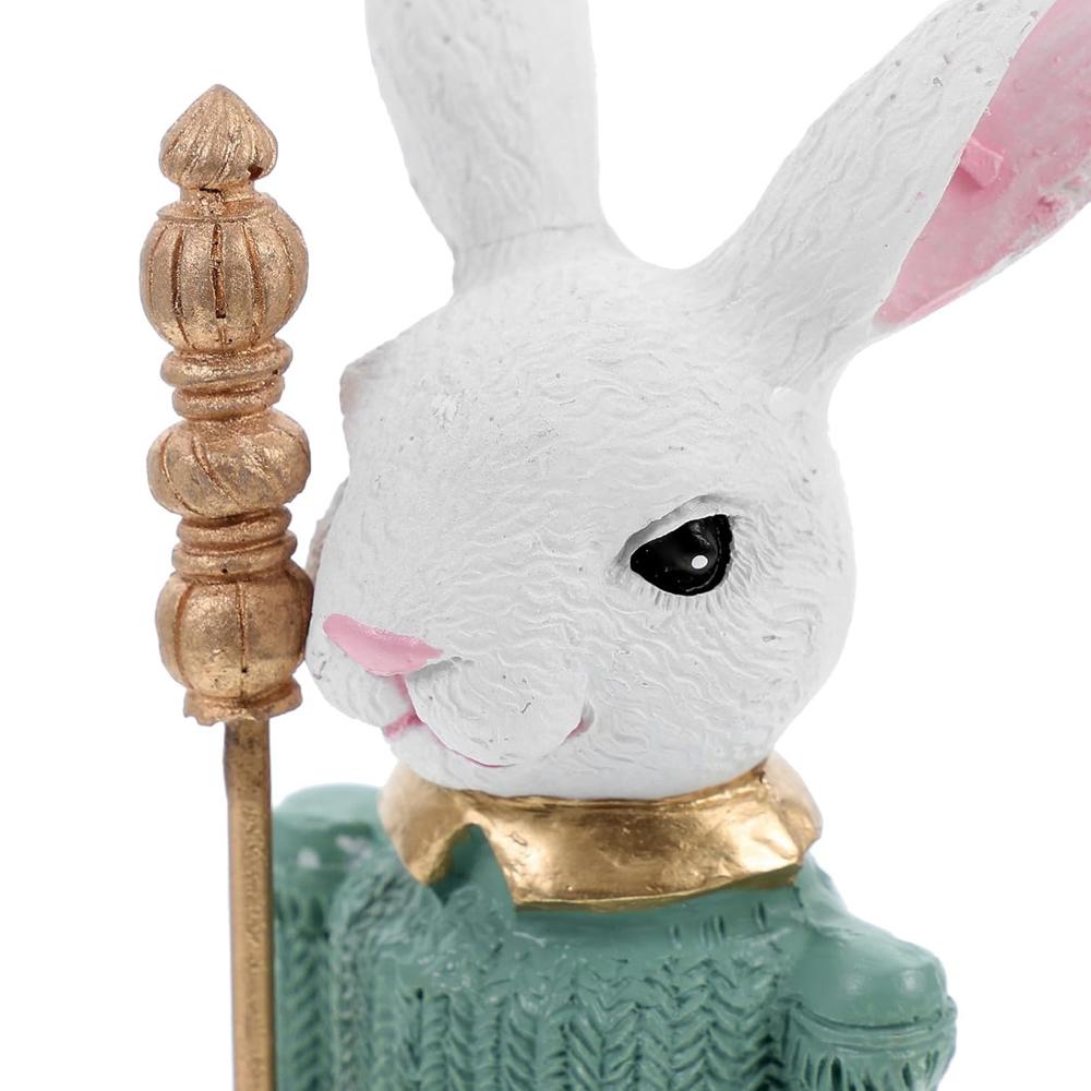 1Pc Easter Rabbit Nutcracker Resin Bunny Figurine Sculpture Holiday Nutcracker Doll