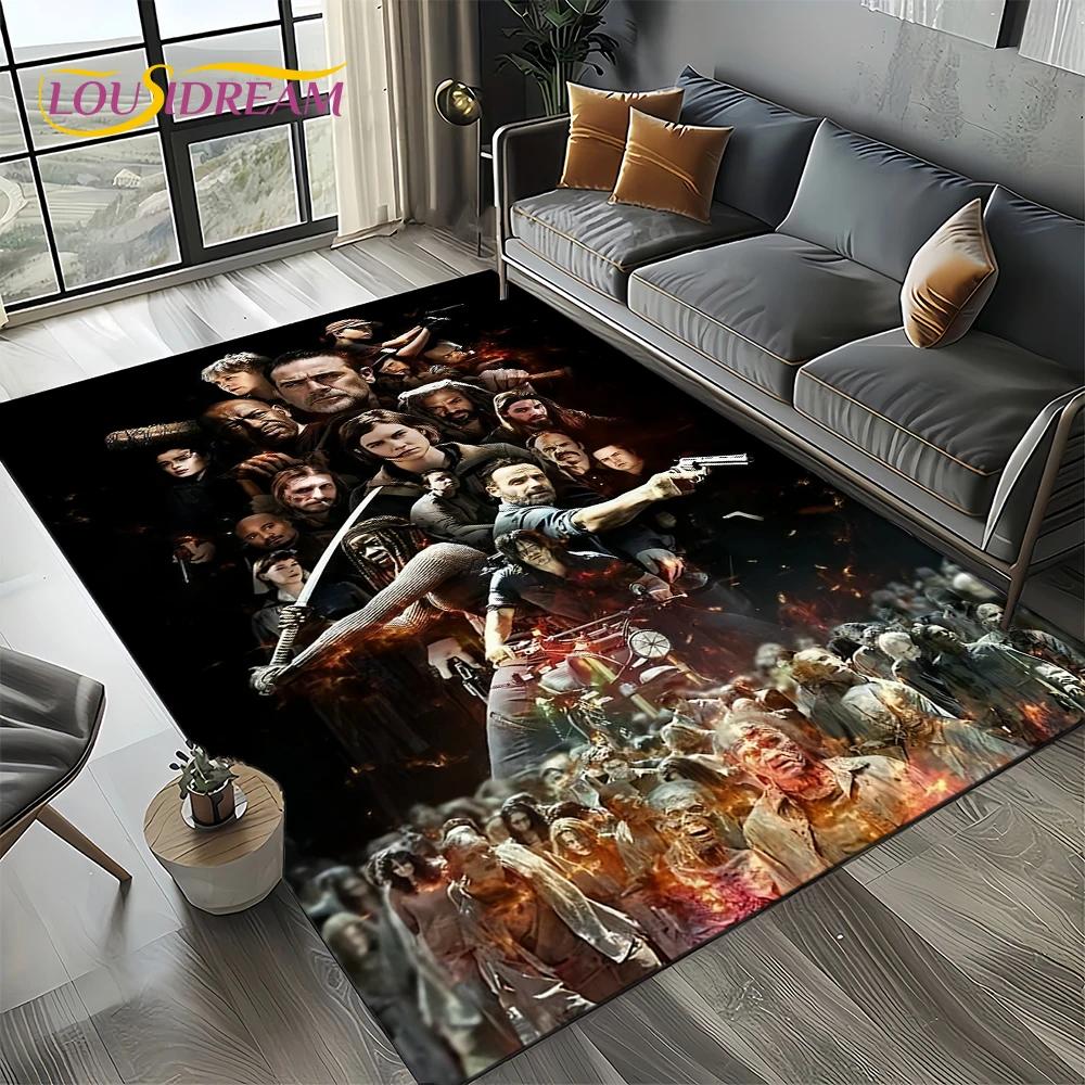 TWD Walking Dead Rick Daryl Horror TV Teppich für Wohnzimmer Schlafzimmer Haus Sofa Dekoration, Kinderteppich rutschfeste Bodenmatte