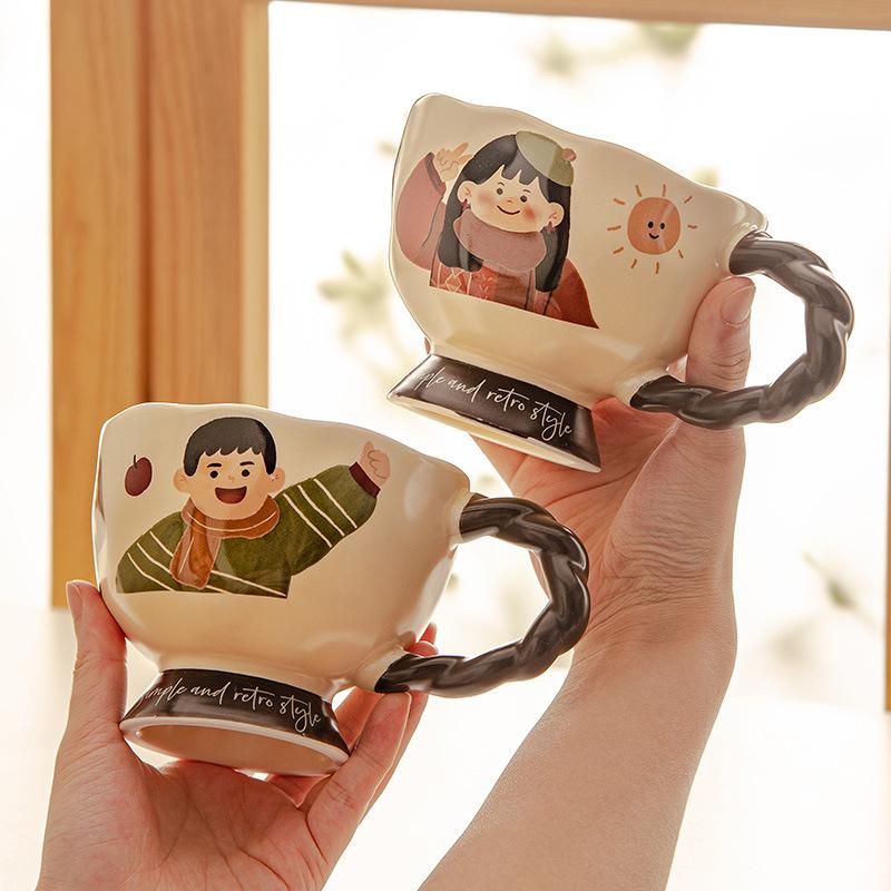 Retro Artistic Sense Cup Household Drinking Water Mug Home Water Cup Office Ceramic Cup Coffee Cup Breakfast Cup