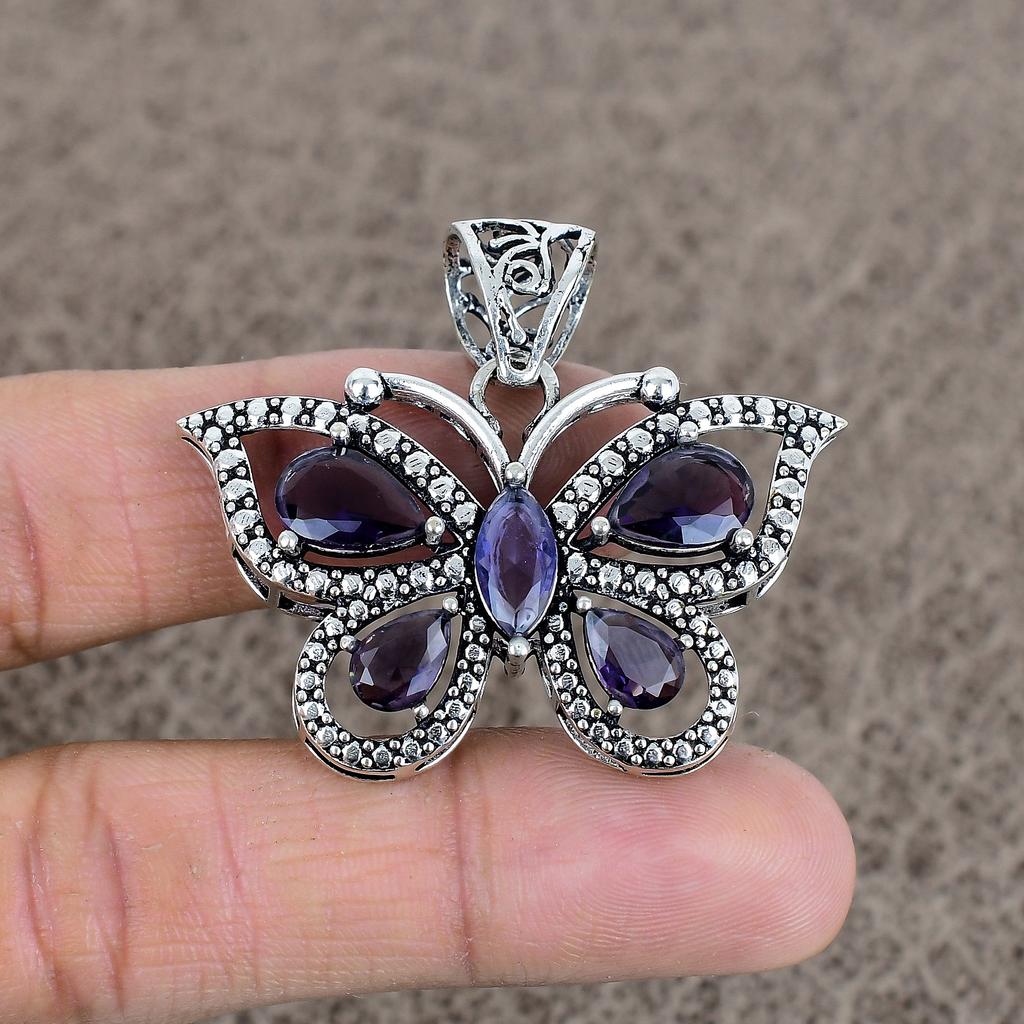 Amethyst Gemstone Handmade 925 Sterling Silver Jewelry Pendant 1.65" KKG-81
