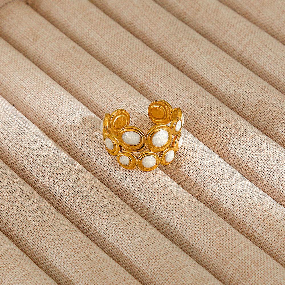 1Pcs Stainless Steel Ring Set with Zirconia, Metal Style Finger Ring, Index Finger Ring
