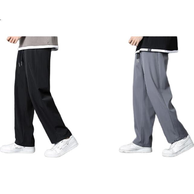 MULINSEN Men's Casual Straight-Leg Sports Comfortable Loose Solid Color Versatile Long Pants Dark Gray 2XL
