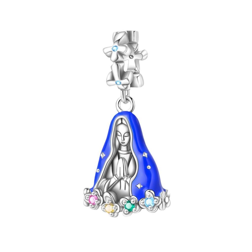 Virgin Mary Pendant Loose Beads DIY Bracelet Necklace Jewelry Making Supplies 925 Silver