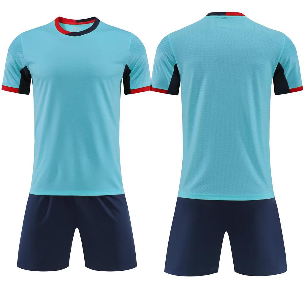 Wholesale football jersey set Customized men's and women's training short-sleeved jersey Student sports competition breathable and quick-drying