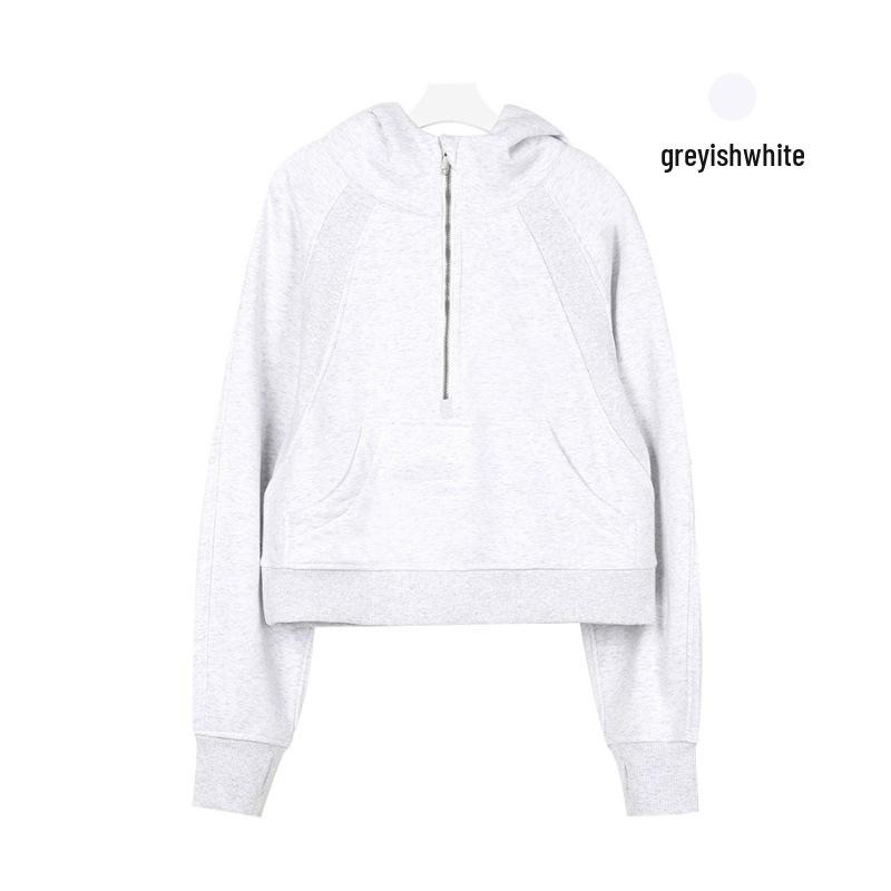 Women's Fleece-Lined Half-Zip Hoodie for Autumn/Winter - Slimming, Sporty, Versatile.