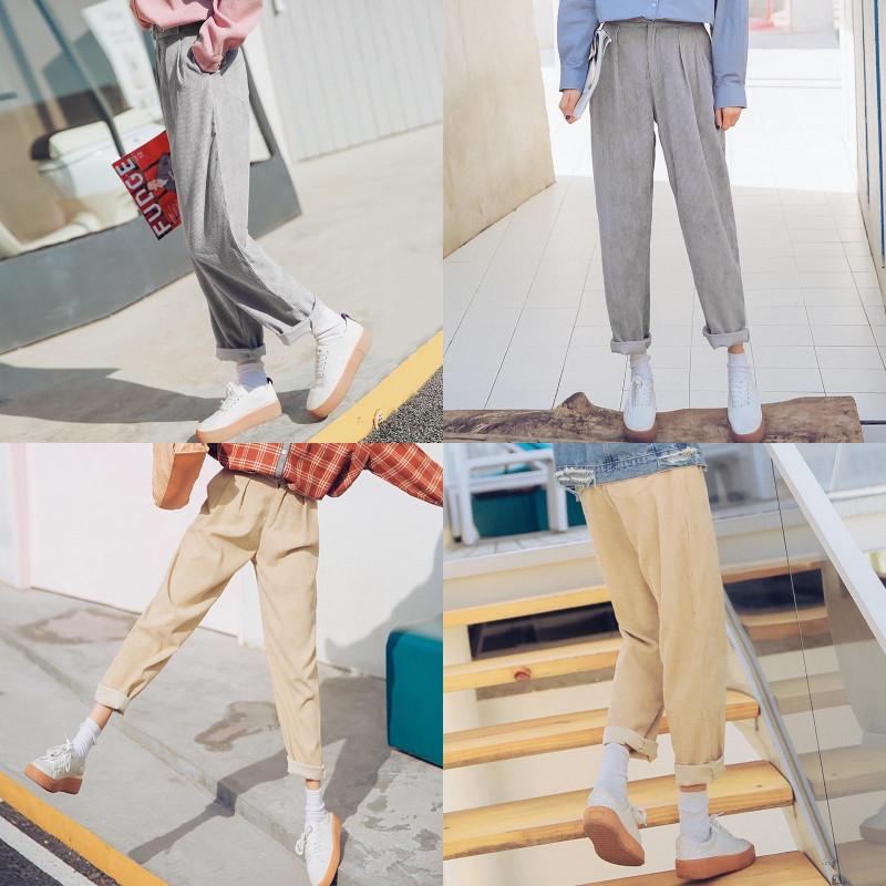 Cotton Blend Womens Pants With Slim Fit And High Waist For Casual Wear