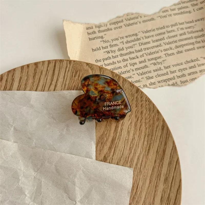 Cute 3.5cm Small Size Hair Claw for Girls Acetate Hair Crabs Heart Shaped Hairclips for Female Hairprins Hair Accessories