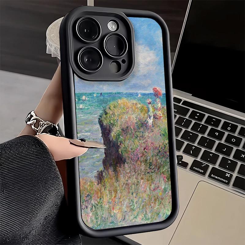 Phone Case for iPhone 17 Air 16E 15 16 Pro Max Claude Monet Oil Painting Cover 14 Plus 13 12 Mini Soft Shell Silicone Fundas
