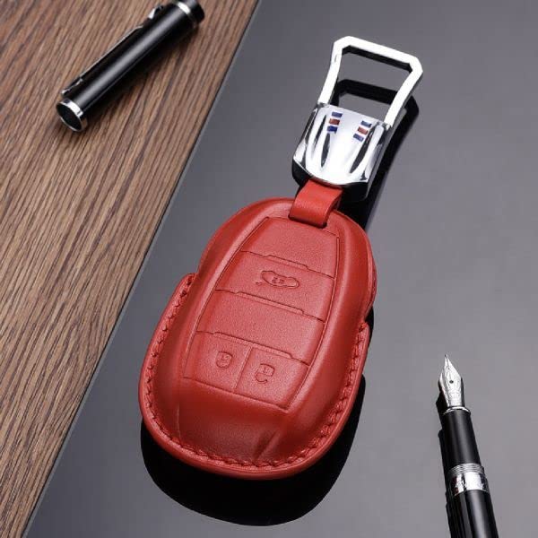 Kadeco Genuine Leather Key Case Cover for Alfa Romeo and Giulietta Giulia, Stelvio, (Red)