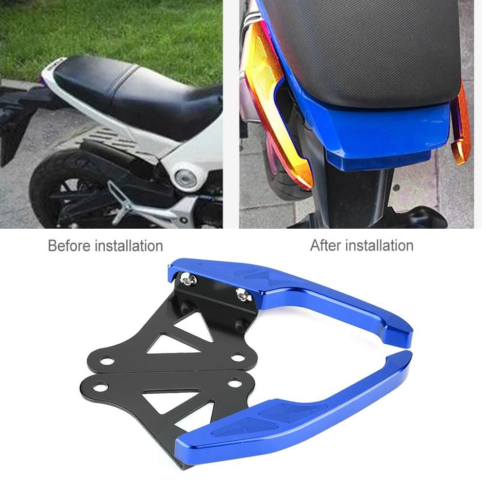 Universal Aluminum Motorcycle Pillion Passenger Grab Bar Rear Seat Rail Handle Kit Blue