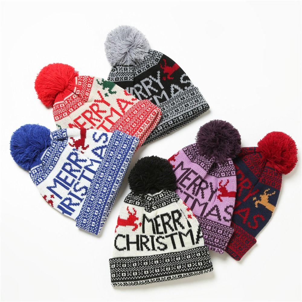 

Вязаная шапка из лося Рождественская вязаная шапка с черепом Новая шапка-бини