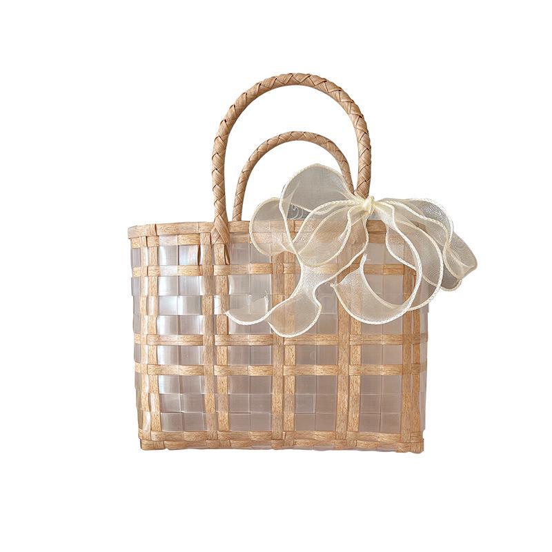 Brautjungfern-Souvenir-Tasche: Geflochtene Gelee Strandhandtasche Korb für den Urlaub