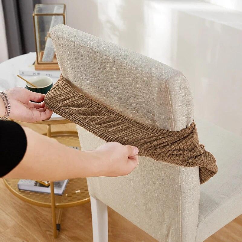 Jacquard Stretch Elastisk Spisestol Setetrekk Smussavvisende Universalt Avtakbart Vaskbart Stolsete Putetrekk Slipcover