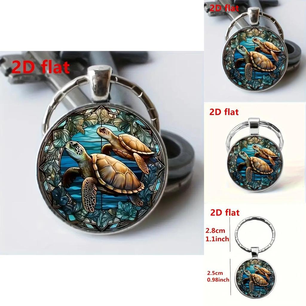 Modern Minimalist Glass Keychain With Double Turtle Design For Gift Giving And Party Decor